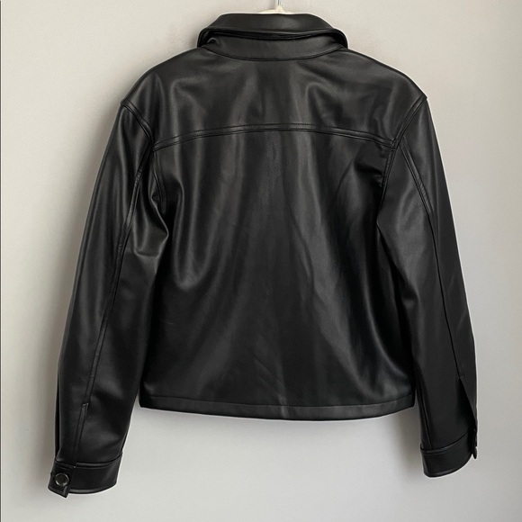New Karen Kane Wild Thing Black Vegan Faux Leather Crop Jacket Small Petite - Picture 10 of 14